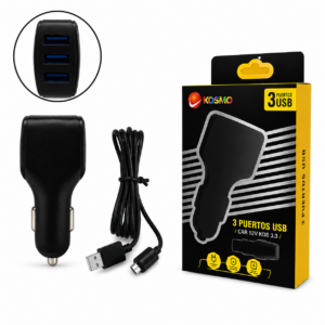 CARGADOR 12 V KOSMO 3.3A MICRO 3 PUERTOS USB / CAR 12V KOS 3.3