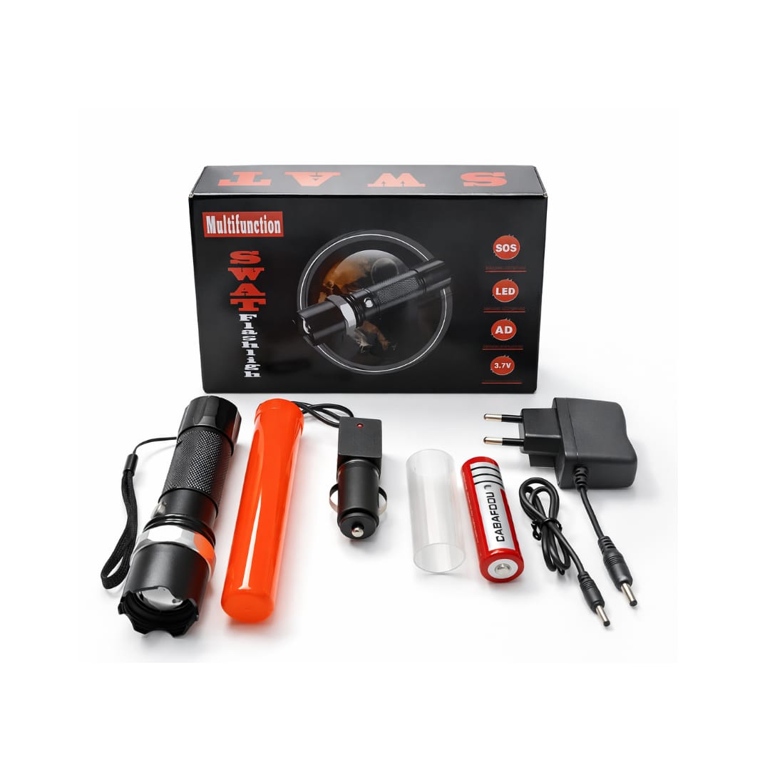 LINTERNA LED TACTICA BALIZA ZOOM ESTUCHE ILU0075