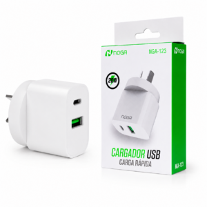 CABEZAL CARGADOR USB CARGA RAPIDA USB-C + USB