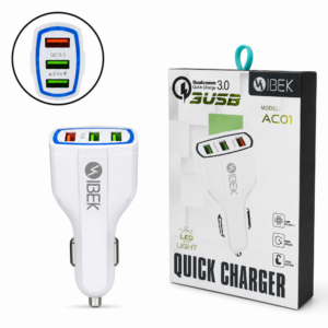 CARGADOR PARA AUTO POWER 3.0A 3 USB CAR CHARGER AC01