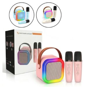 PARLANTE CON 2 MICROFONO KARAOKE K12