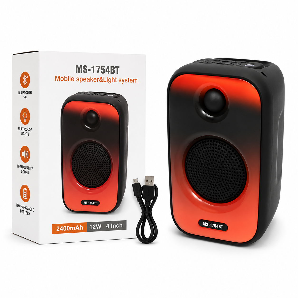 PARLANTE PORTATIL BLUETOOTH 2400 MAH 4 P MS-1754BT