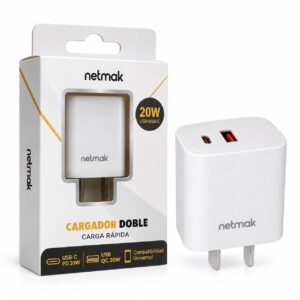 CABEZAL TIPO C + USB 20W NETMAK NM-CP7