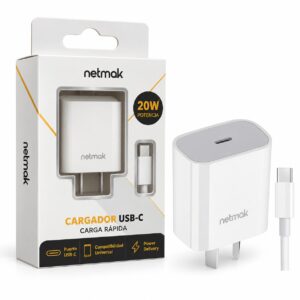 CARGADOR TIPO C NETMAK 20W C/CABLE NM-CP8