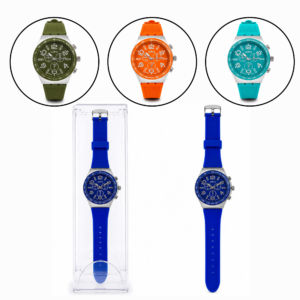 RELOJ ANALOGICO MALLA DE GOMA ESTUCHE ACRILICO 22