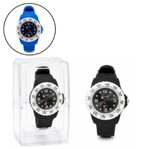 RELOJ ANALOGICO MALLA DE GOMA ESTUCHE ACRILICO 12