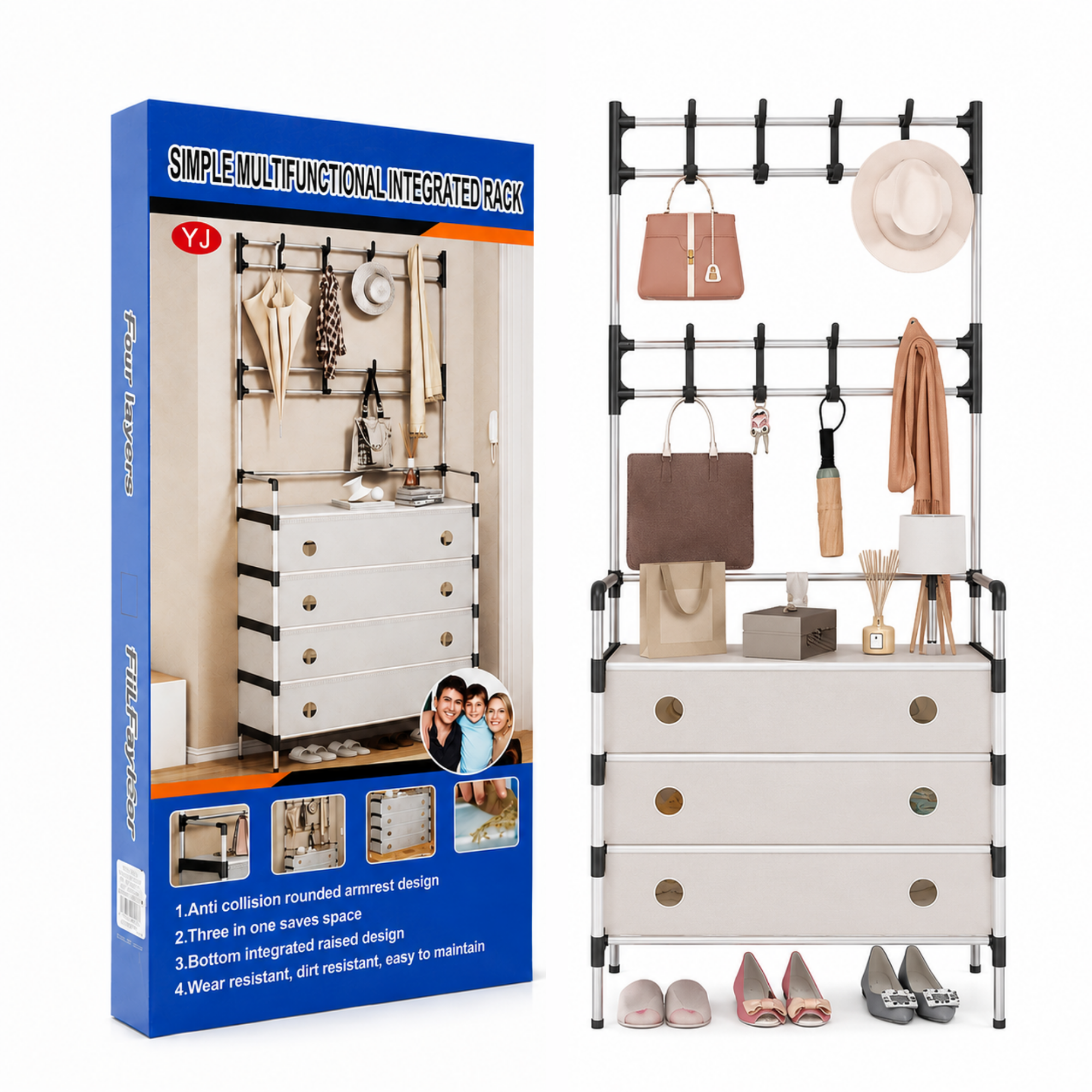 ORGANIZADOR DE ZAPATOS MAS PERCHERO 170 x 63 x 28CM