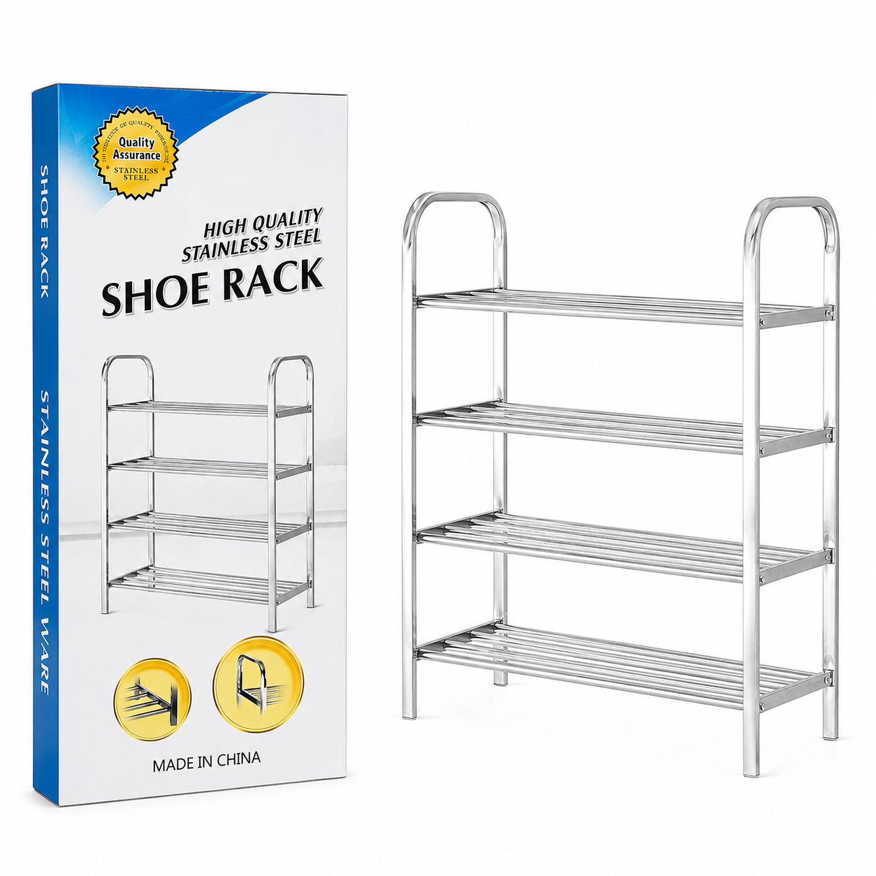 ORGANIZADOR DE ZAPATOS METALICO 4 NIVELES 60x 23x 60CM