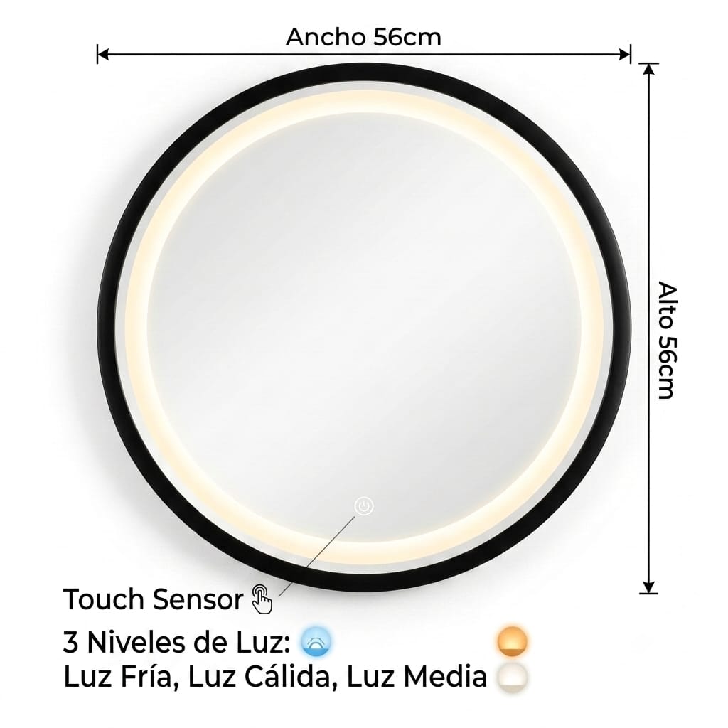ESPEJO CON LUZ LED 22" - Imagen 2