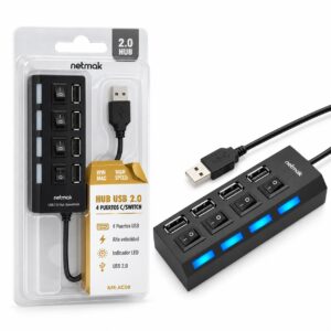HUB USB 4 PUERTOS C/SWITCH NM-AC08