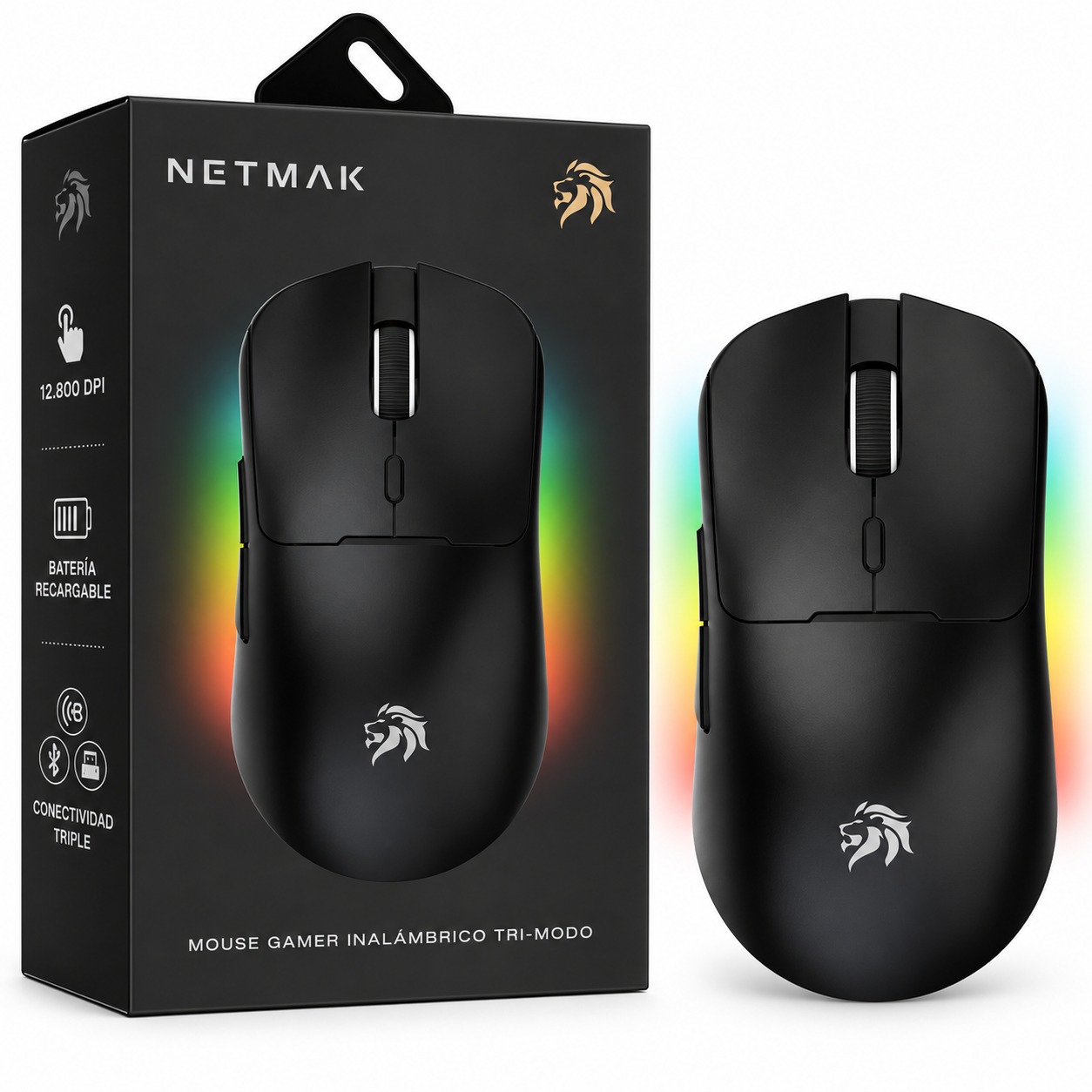 MOUSE GAMER INALAMBRICO TRI-MODO NM-GM64