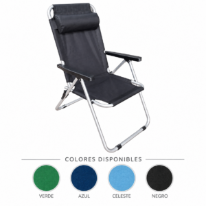 REPOSERA ALTA PLEGABLE 3 POSICIONES CON ALMOHADA