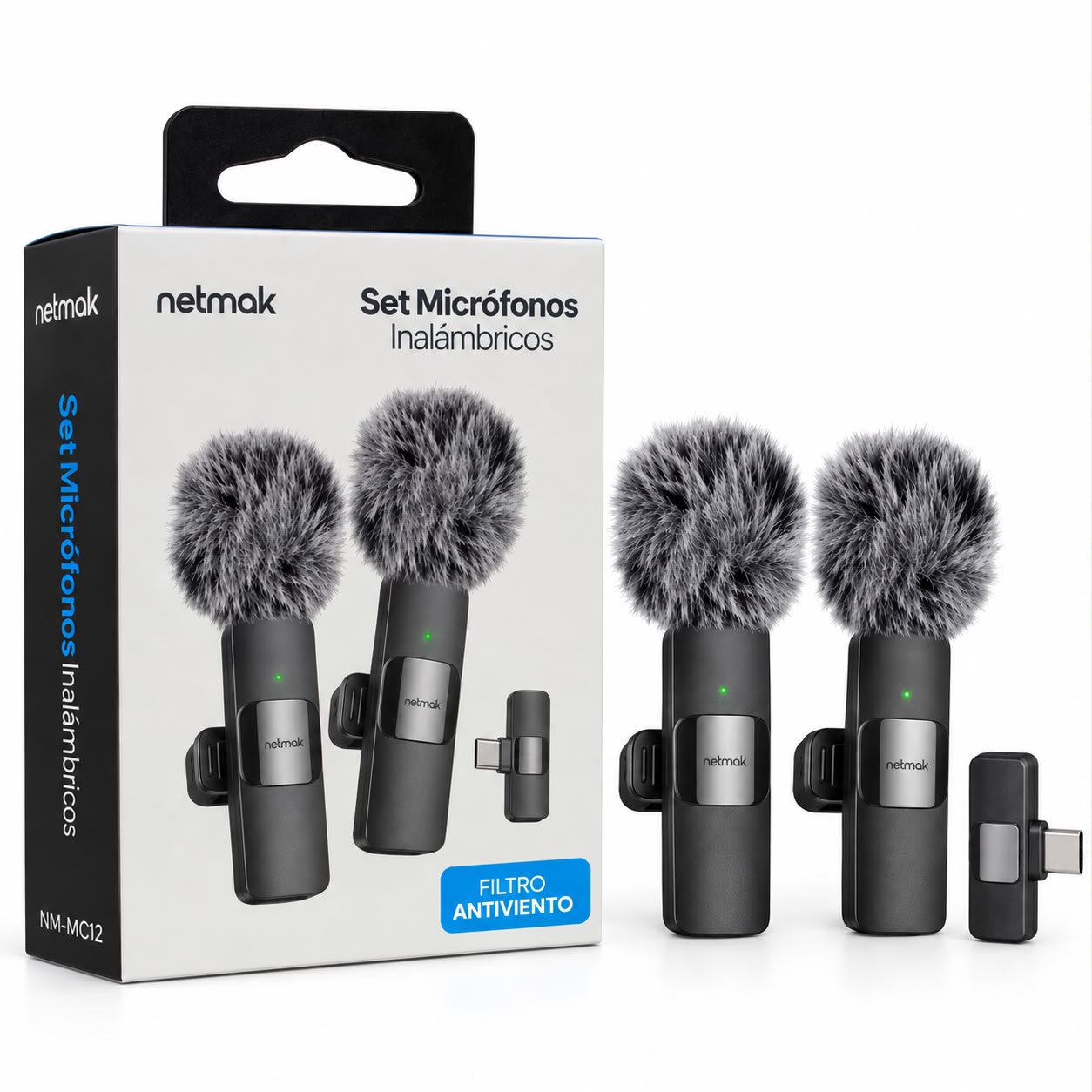SET DE MICROFONOS CORBATEROS INALAMBRICOS TIPO C NM-MC12