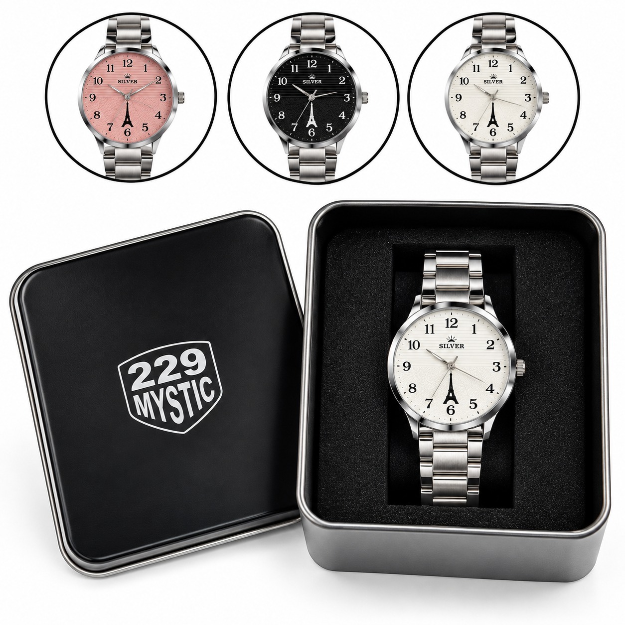RELOJ ANALOGICO METALICO CON ESTUCHE