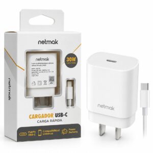 CARGADOR TIPO C NETMAK 30W C/CABLE NM-CP2