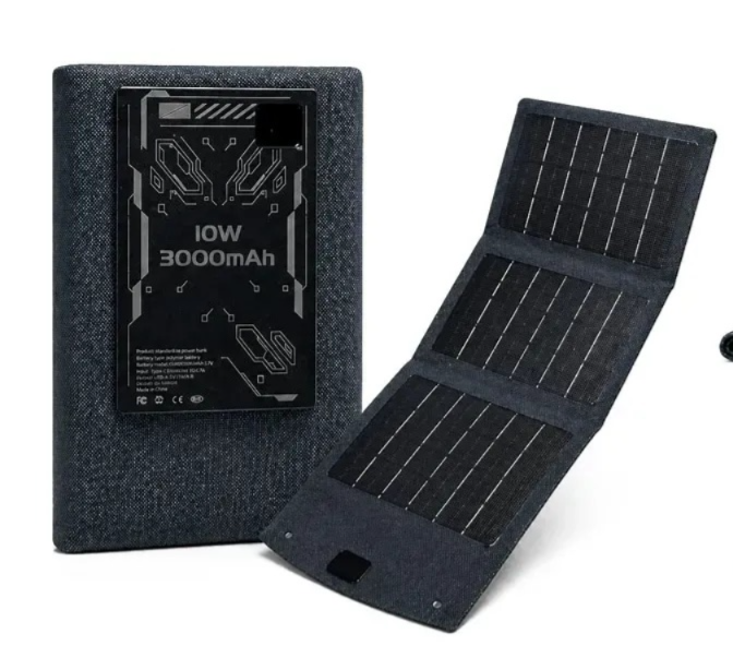 CARGADOR SOLAR PORTATIL PLEGABLE DE 10W CON POWER BANK DE 3000 MAH - Imagen 2