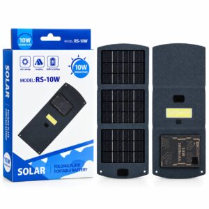 CARGADOR SOLAR PORTATIL PLEGABLE DE 10W CON POWER BANK DE 3000 MAH