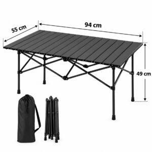 MESA CAMPING PLEGABLE METAL 94x55x49 CON BOLSO CON DETALLES