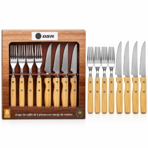 JUEGO DE CUBIERTOS DE 8PCS MANGO DE MADERA RH-236