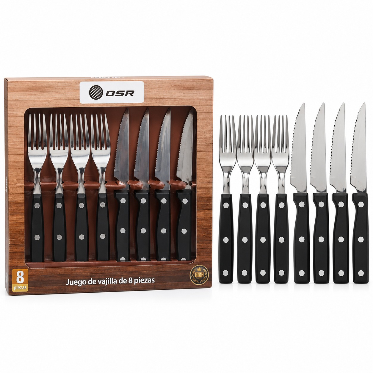 JUEGO DE CUBIERTOS DE 8PCS MANGO PLASTICO RH-236