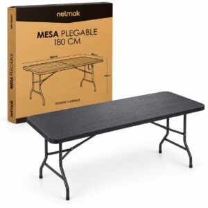 MESA PLEGABLE SIMIL MADERA NEGRA 180 CM NM-ME604