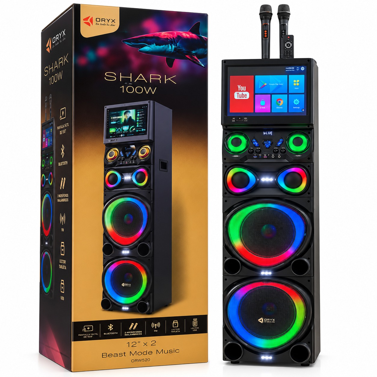 PARLANTE CON PANTALLA ORYX SHARK ORW517 100W 12" X 2